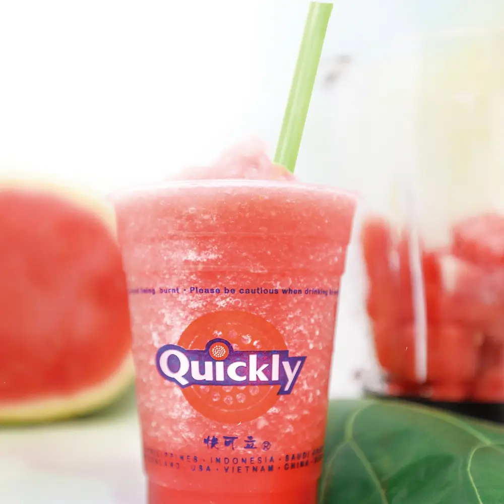 Refreshing watermelon slush with fresh watermelon at Quickly Stoneridge Mall, a Fast Food Restaurant in Pleasanton